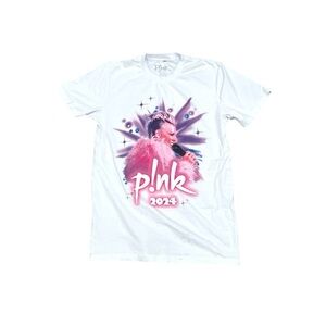 Pink 2024 Concert Tour Shirt Spray Paint Splatter Bright Pastel SZ Small